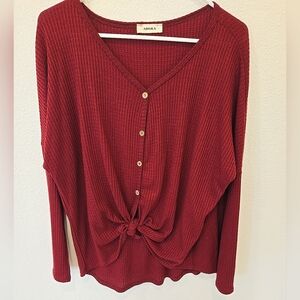 Women's Adora Red Waffle Blouse 3XL